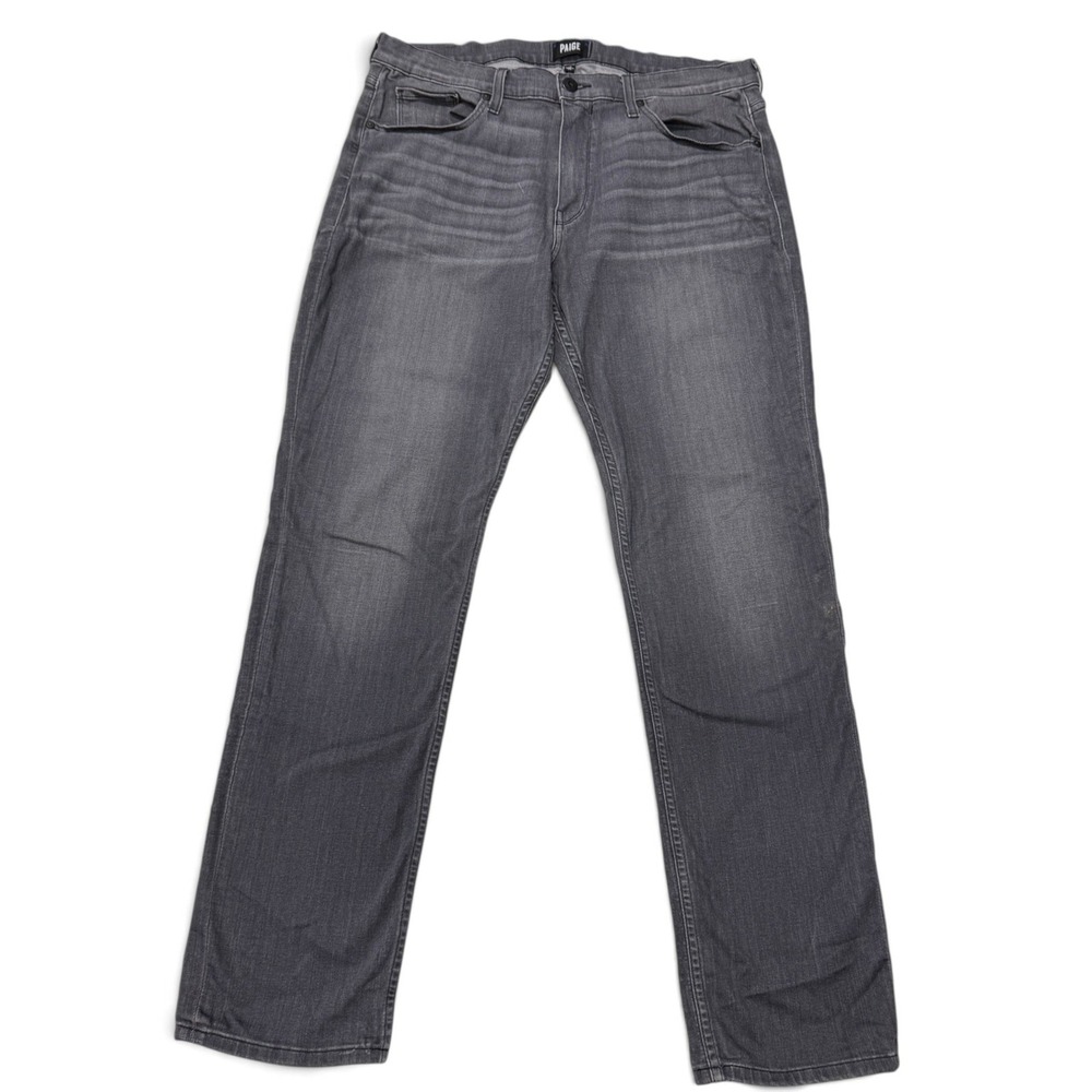 Paige Federal Slim Straight Jeans Mens 36 x 33 Charcoal Gray Made in USA Stretch